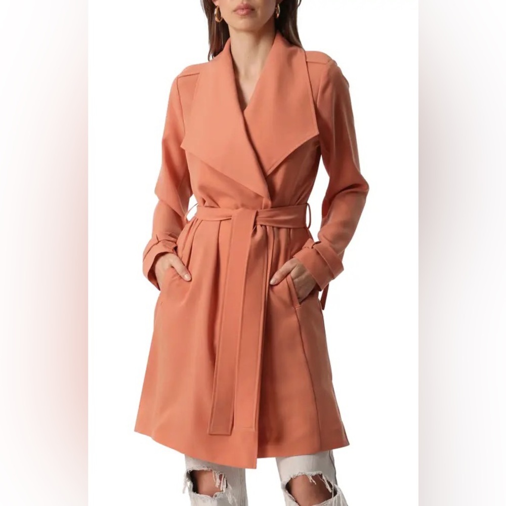 Avec Les Filles Crepe Drape Belted Jacket, Size S